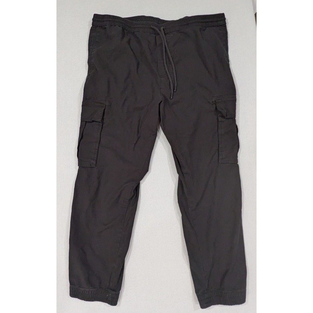 Goodfellow & Co Cargo Jogger Pants Mens Large Dark Gray Excellent Tapered Cuff